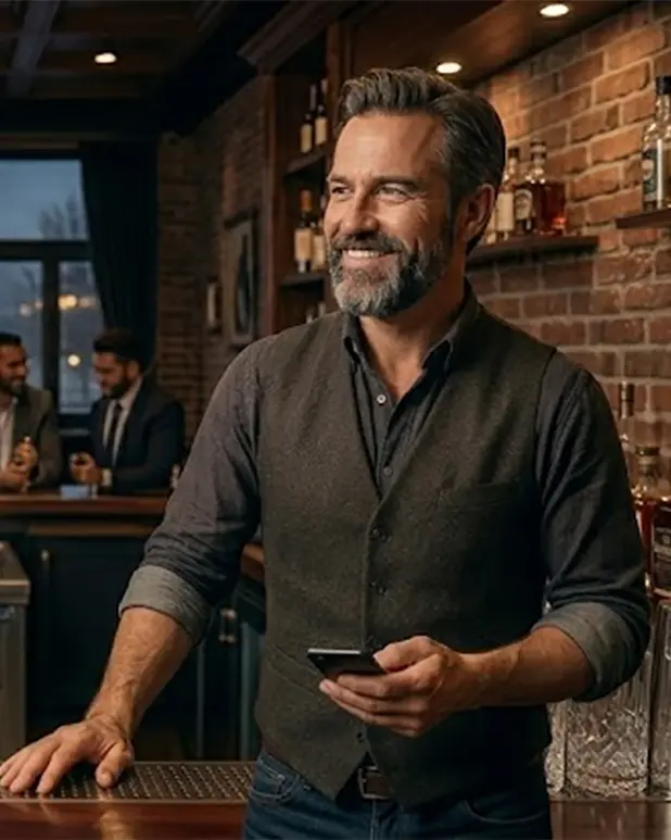 Marco behind the bar